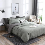 Bedding Set Solid Plaid Side Bed Comforter Duvet Cover Sheet Set, Size:180*210cm(2x Pillowcase,1x Quilt(Green)