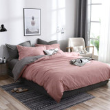 Bedding Set Solid Plaid Side Bed Comforter Duvet Cover Sheet Set, Size:260*230cm(2xPillowcase ,1xQuilt(Pink)
