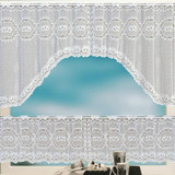 White Translucent Coffee Curtain Tulle Lace Sheer Warp Knitted Jacquard Curtains Bedroom Curtains, Size:Upper And Lower Curtain(JHM-06)
