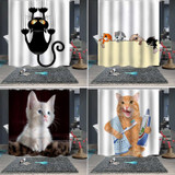 Funny Cat Series Shower Curtain Printing Polyester Waterproof Mildew Shower Curtain, Size:180x200cm(GJRX-278)