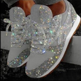 Autumn and Winter Sponge Sequins Breathable Platform Sports Shoes, Size:43(Silver)