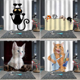 Funny Cat Series Shower Curtain Printing Polyester Waterproof Mildew Shower Curtain, Size:180x180cm(GJRX-383)