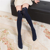 Cute Cartoon Stereo Cat Cotton Knee Socks Stockings Tube Thigh Socks(Navy Blue)