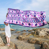 Summer Cotton and Linen Ethnic Travel Silk Scarf Sunscreen Big Shawl Ladies Beach Towel, Size:180 x 100cm(Purple Triangle)