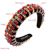 Thick Sponge Headband Retro Pressure Headband With Rhinestones(Sapphire)