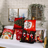 Christmas Ornaments Flannel Pillowcase Cartoon Printing Square Pillowcase Without Pillow Core(Christmas Tree Old Man)