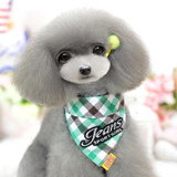 2 PCS Pure Cotton Plaid Dog Scarf Small and Medium-sized Dog Saliva Towel, Size:M30-40cm(Green)