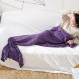 Mermaid Tail Blanket For Adult Super Soft Sleeping Knitted Blankets, Size:90 X50cm(Violet)
