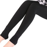 2 PCS Autumn and Winter Models Plus Velvet Thick Stepping Base Women Slim Slimming Warm Pants, Size:M(Black)