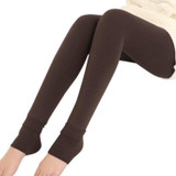 2 PCS Autumn and Winter Models Plus Velvet Thick Stepping Base Women Slim Slimming Warm Pants, Size:M(Coffee)
