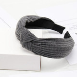 Soft Knotted Headband Hairband Lady Bow Hair Hoop Hair Accessories(Dark gray)(Dark Gray)