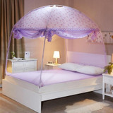 Three-door Heightening Yurt Printed Zipper Mosquito Net, Size:150x200 cm(Purple)