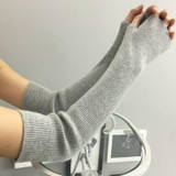 Autumn and Winter Long Thick Warm Cashmere Sleeves Fingerless Fake Sleeves, Size:One Size(Light Gray)
