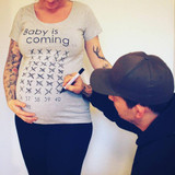 Print Women Maternity Clothing Pregnant Short T shirt Funny Top, Size:L (Grey)