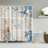 2 PCS Colorful Beach Conch Starfish Shell Polyester Washable Bath Shower Curtains, Size:120X180cm(Drifting Bottle)