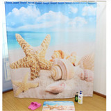 2 PCS Colorful Beach Conch Starfish Shell Polyester Washable Bath Shower Curtains, Size:165X180cm(Drifting Bottle)