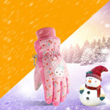 Cartoon Bow Rabbit Pattern Children Ski Gloves Windproof Waterproof Warm Cotton Gloves, Colour: Red(M)