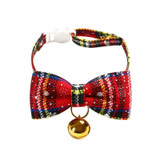 5 PCS Snowflake Christmas Red Plaid Adjustable Pet Bow Tie Collar Bow Knot Cat Dog Collar, Size:S 17-30cm, Style:Big Bowknot With Bell