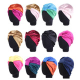 3 PCS TJM-433 Double Layer Elastic Headscarf Hat Silk Night Cap Hair Care Cap Chemotherapy Hat, Size:  M (56-58cm)(Royal Blue Orange)