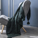 Knitted Blanket Home Casual Shawl Pillowcase Suit Without Core(Agate green)