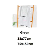 Soft And Thick Absorbent Fiber Bath Towel, Specification:Towel + Bath Towel(Green)