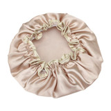 Lovely Thick Women Satin Colorful Double Waterproof Hair Cover Bathing Cap(Gold)