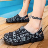 Spring And Summer Men EVA Casual Breathable Sandals Letter Beach Shoes Slippers, Size: 45(Black)