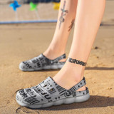 Spring And Summer Men EVA Casual Breathable Sandals Letter Beach Shoes Slippers, Size: 39(Gray)