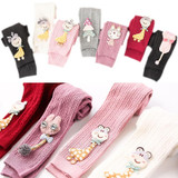 Children Pantyhose Knit Cotton Cartoon Girl Tights Baby Cropped Pants Socks Size: S 0-1 Years Old(Light Purple)