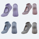3 Pairs Backless Non-Slip Yoga Dance Socks Gym Indoor Floor Sports Socks, Size: 35-42(Light Blue)