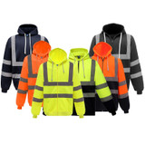 Reflective Hooded Zipper Sweatshirt Outdoor Sports Fleece Reflective Clothing, Size: L(Fluorescent Yellow)