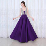 V-neck Sequin Dress Banquet Annual Evening Dress, Size:XL(Purple)