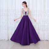 V-neck Sequin Dress Banquet Annual Evening Dress, Size:XXXL(Purple)