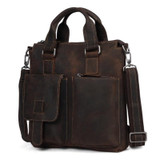 B259 Retro Business Men Bag Vertical Portable Briefcase Messenger Bag, Size: 34x33x6cm(Brown)