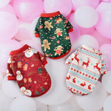 2 PCS SD07031 Christmas Dog Clothes Cartoon Pet Small Dog Cat Sweater Clothes, Size: S(Green Snowman)