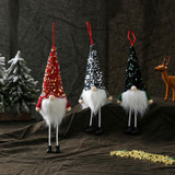 Christmas Long-Legged Faceless Glowing Doll Sequined Doll(Dark Green)