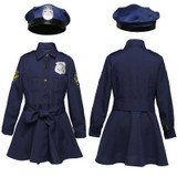 5062 Halloween Children Costume Girls Slim One-Piece Long Sleeve Police Skirt Uniform, Size: S(Navy Blue)