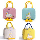 2 PCS Little Yellow Duck Cute Bento Bag Insulation Canvas Lunch Box Bag(Yellow)