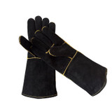 1 Pair Outdoor Garden Cut-Proof Genuine Leather Welding Gloves, Length 35cm(Black)