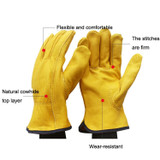 1 Pair JJ-1011 Genuine Leather Outdoor Wear-resistant Gardening Gloves, Size: L