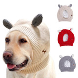 Autumn And Winter Warm Knitted Rabbit Ears Pet Hat(Grey)