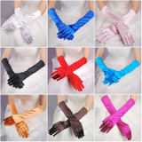 1pair Bride Gloves Satin Long Vintage Travel Sunscreen Dress Wedding Gloves(Pink)