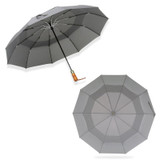 PARACHASE Ten-bone Double-layer Large Windproof Business Automatic Folding Umbrella(Grey)