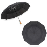 PARACHASE Ten-bone Double-layer Large Windproof Business Automatic Folding Umbrella(Black)