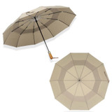 PARACHASE Ten-bone Double-layer Large Windproof Business Automatic Folding Umbrella(Khaki)