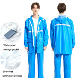 Adult Anti-Riot HD Double Brim Raincoat Rainpants Sets, Size: XXL(Lake Blue)