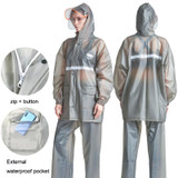 Adult Anti-Riot HD Double Brim Raincoat Rainpants Sets, Size: L(Water Gray)