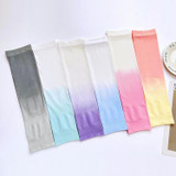 1 Pairs Summer Ladies Gradient Ice Silk Sleeve(Light Gray+Deep Gray)