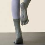 Lengthened Sweat-absorbing Non-slip Yoga Five-finger Socks, Color: Dark Green(Free Size)