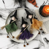 Halloween Broom Witch Doll Pendant Ghost Festival Party Props(Orange)